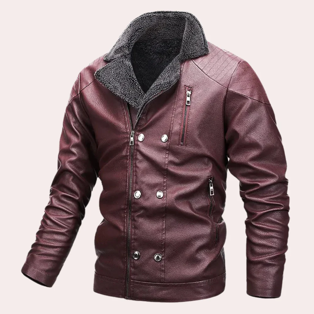 Męska - Kurtka ze sztucznej skóry - Podszewką Shearling - Stylowa i komfortowa - Idealna na chłodne dni