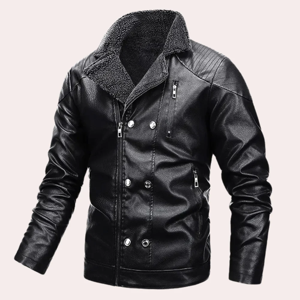 Męska - Kurtka ze sztucznej skóry - Podszewką Shearling - Stylowa i komfortowa - Idealna na chłodne dni