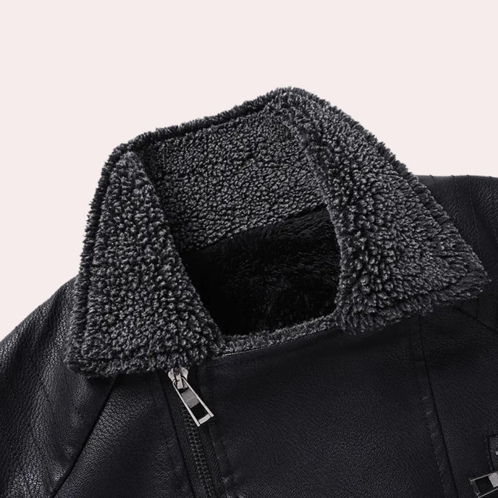 Męska - Kurtka ze sztucznej skóry - Podszewką Shearling - Stylowa i komfortowa - Idealna na chłodne dni