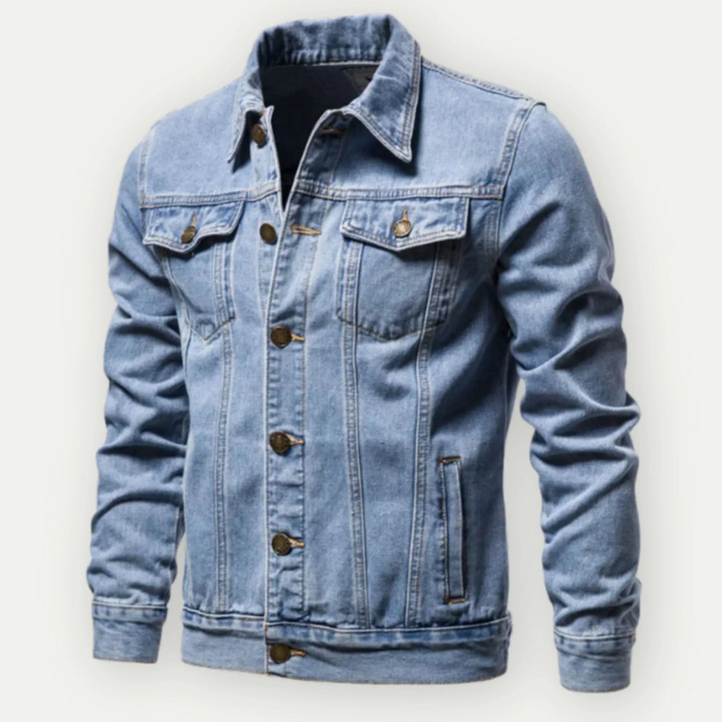 Męska - Kurtka jeansowa Trucker - Dopasowanym kroju - Stylowy denim - Idealny na każdą okazję
