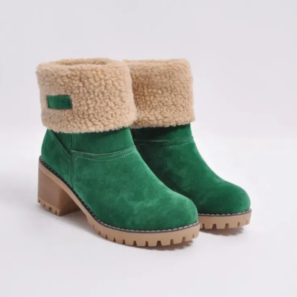 Damska - Botki na wysokim obcasie - Podszewką Shearling - Stylowe obuwie zimowe - Komfort i elegancja