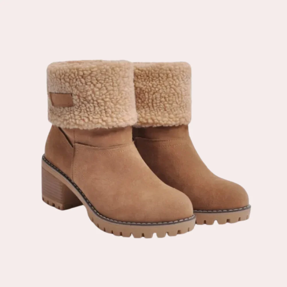 Damska - Botki na wysokim obcasie - Podszewką Shearling - Stylowe obuwie zimowe - Komfort i elegancja