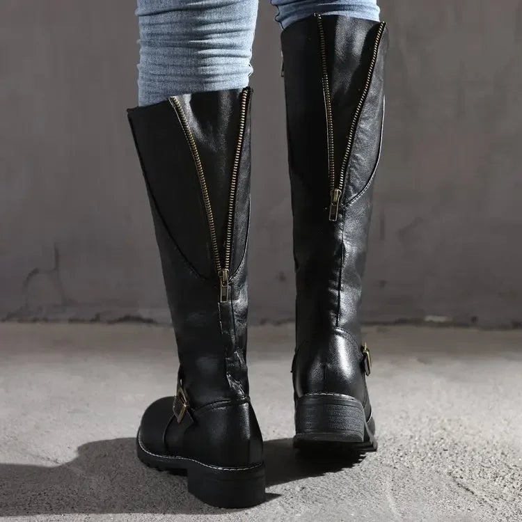 Damska - Klasyczne buty do kolan - Zapięciem na klamrę - Elegancki styl - Idealne na każdą okazję