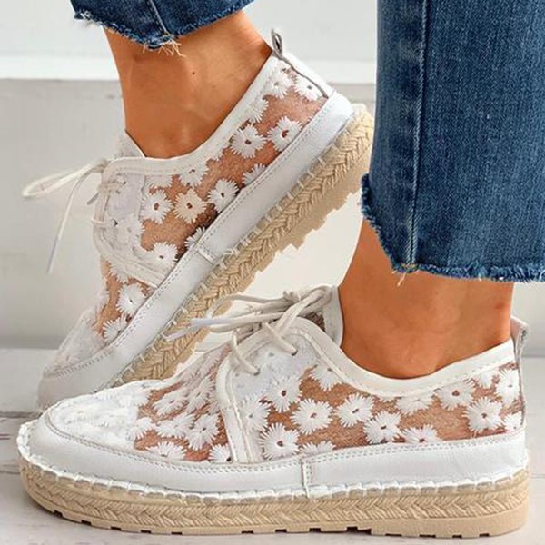 Damska - Buty - Kwiatowy wzór - Oddychający materiał - Modne obuwie idealne na lato