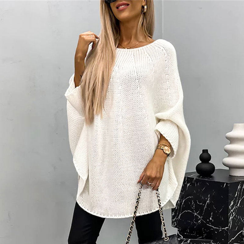 Damska - Sweter oversize z dzianiny - Mieszanka wełny - Modny i komfortowy sweter na każdą porę roku