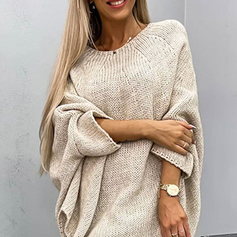 Damska - Sweter oversize z dzianiny - Mieszanka wełny - Modny i komfortowy sweter na każdą porę roku