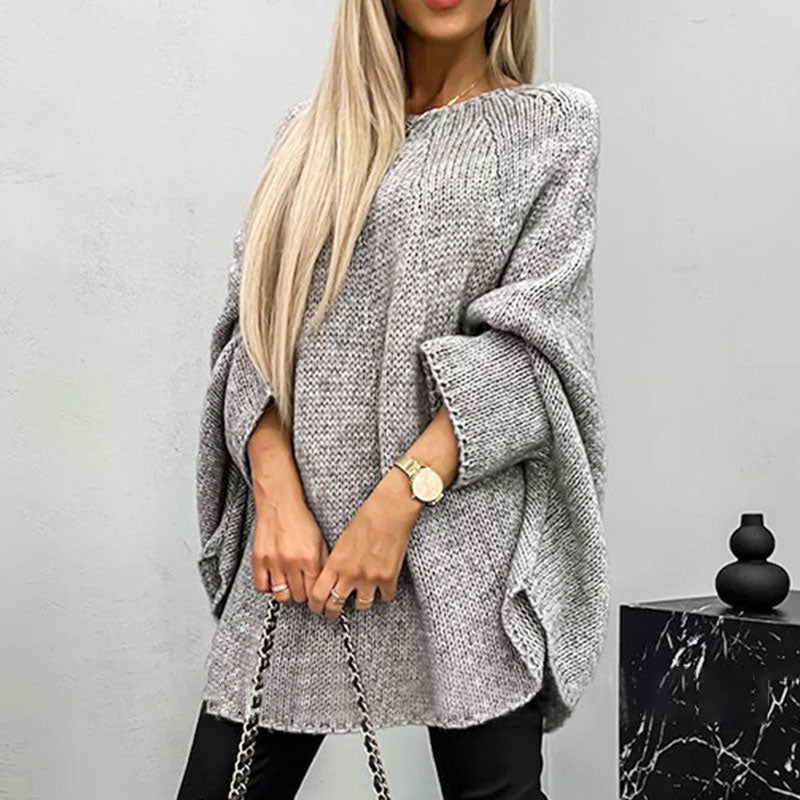 Damska - Sweter oversize z dzianiny - Mieszanka wełny - Modny i komfortowy sweter na każdą porę roku