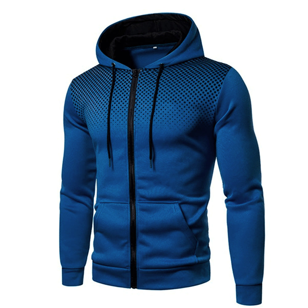 Męska - Bluza z kapturem - Sportowy nadruk w kropki - Stylowa i wygodna odzież na co dzień