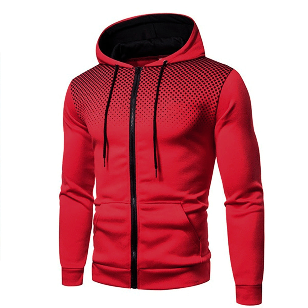 Męska - Bluza z kapturem - Sportowy nadruk w kropki - Stylowa i wygodna odzież na co dzień
