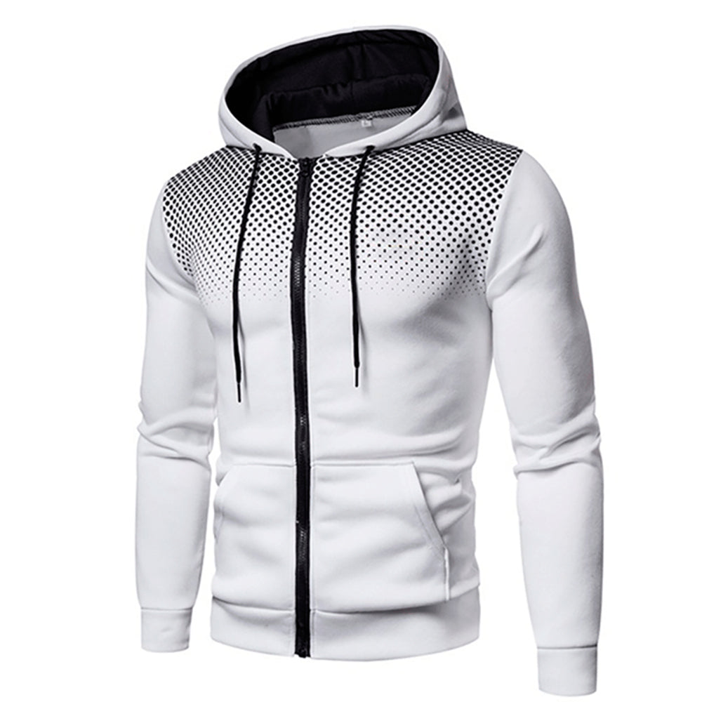 Męska - Bluza z kapturem - Sportowy nadruk w kropki - Stylowa i wygodna odzież na co dzień