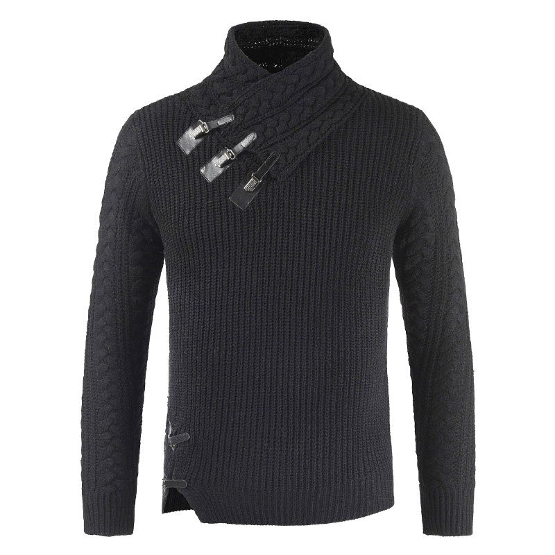 Męska - Asymetryczny sweter Slim Fit - Mieszanka wełny - Stylowy i komfortowy