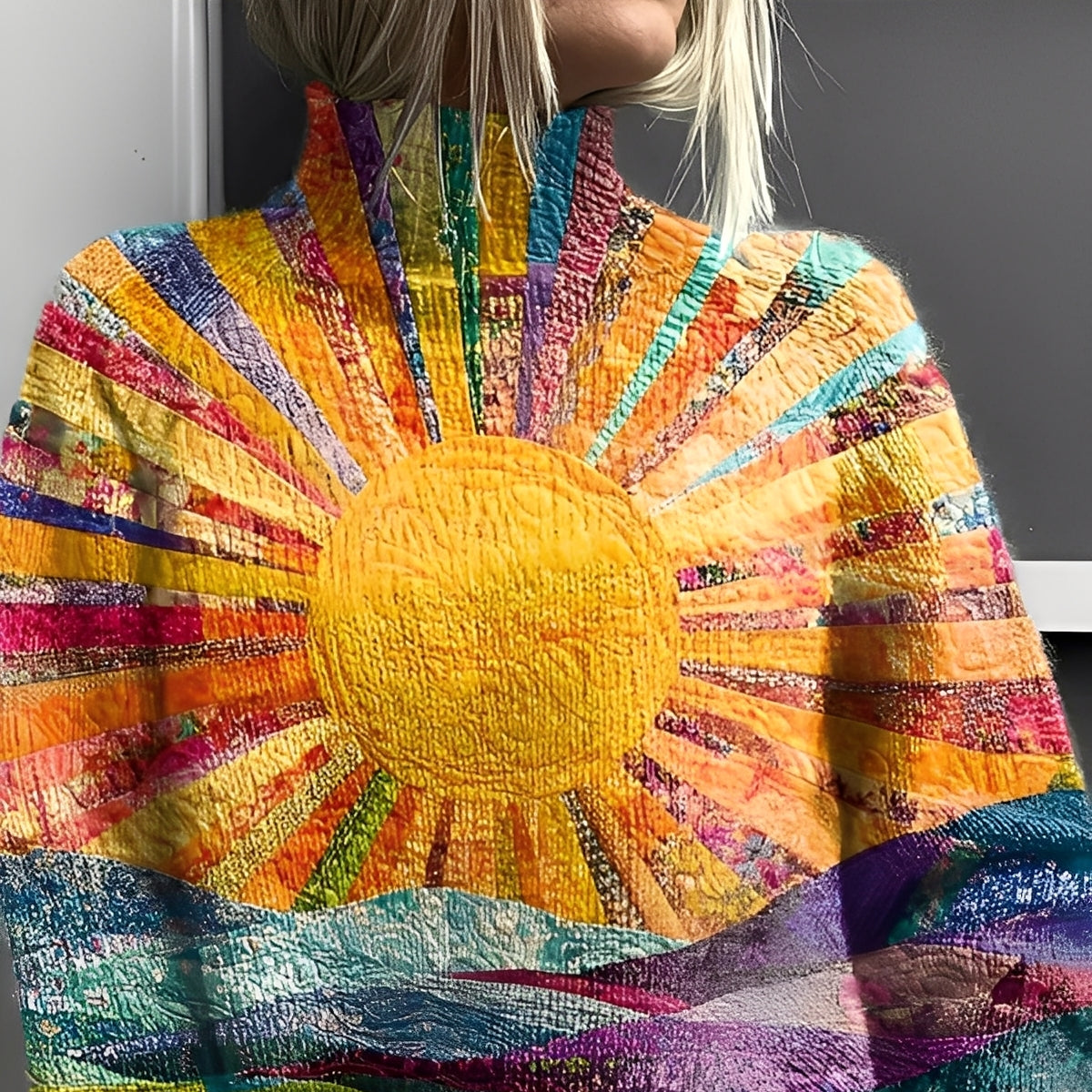 Damska - Sweter z golfem - Stylowa kolorowa dzianina - Wygodne do noszenia na co dzień