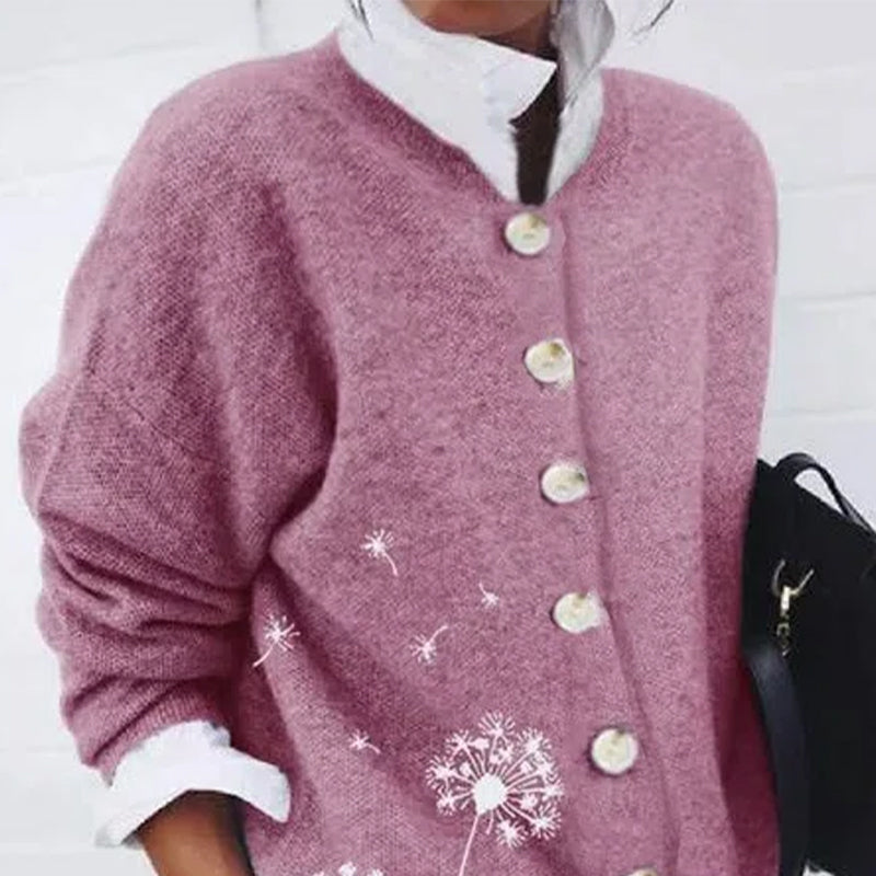 Damska - Sweter z wzorem mleczy - Miękki materiał - Modna odzież na każdą okazję