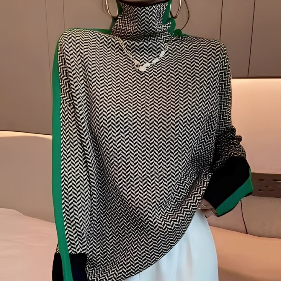 Damska - Bluzka z golfem - Dzianinowa miękka materiał - Wygodny krój na co dzień