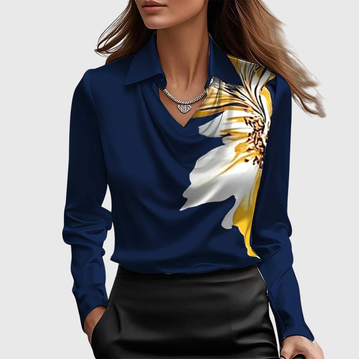 Damska - Elegancka bluzka - Lekka tkanina - Zwiewny krój - Stylowy top do noszenia na co dzień