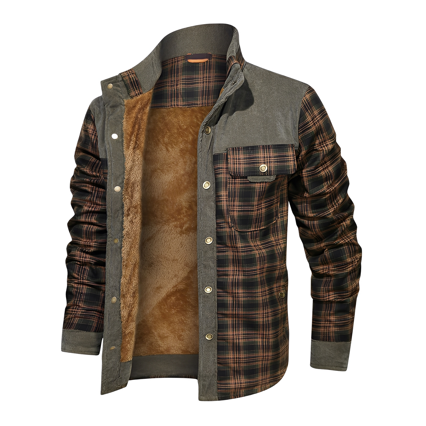 Męska - Stylowa kurtka w kratę - Luźny krój - Wygodny styl na każdą okazję