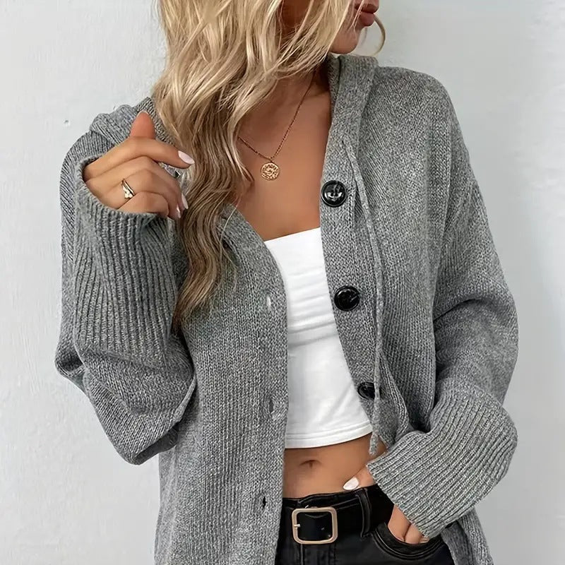 Damska - Kardigan z kapturem - Ciepła dzianina - Nowoczesny styl - Idealny na chłodne dni