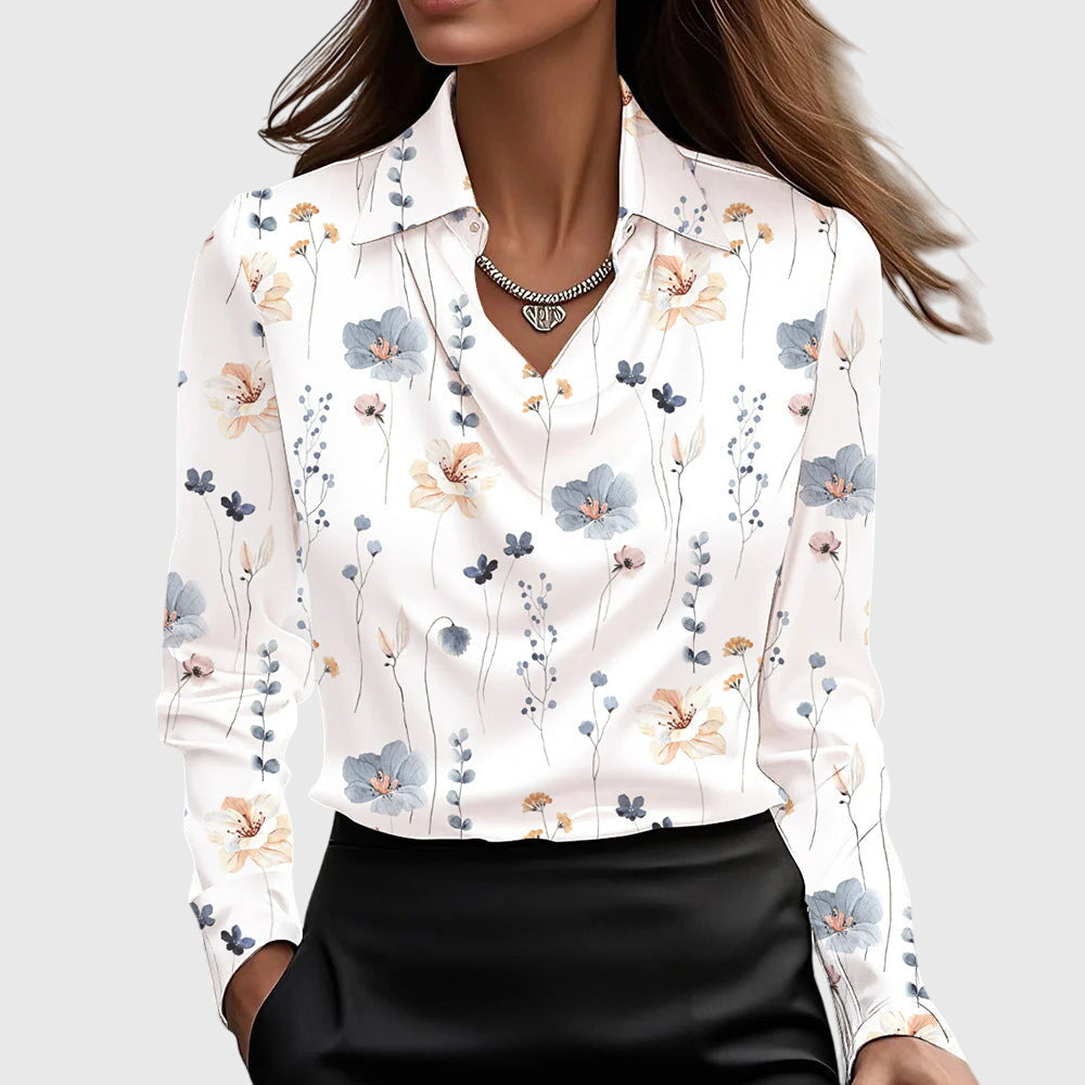 Damska - Elegancka bluzka - Lekka tkanina - Zwiewny krój - Stylowy top do noszenia na co dzień