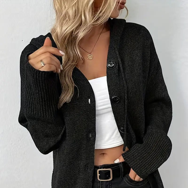 Damska - Kardigan z kapturem - Ciepła dzianina - Nowoczesny styl - Idealny na chłodne dni