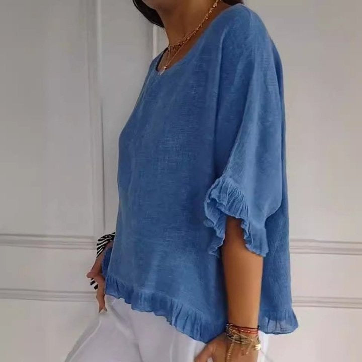 Damska - Elegancka bluzka casual - Miękki materiał - Idealna na co dzień