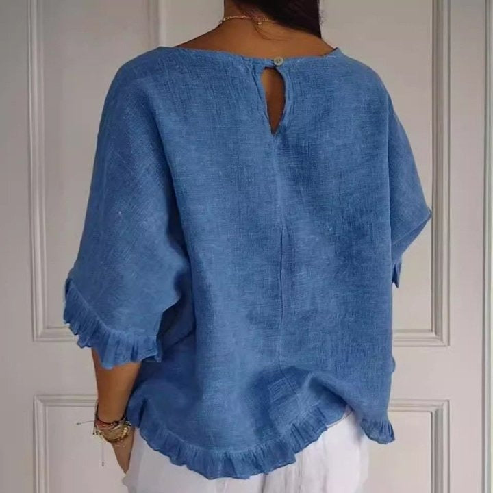 Damska - Elegancka bluzka casual - Miękki materiał - Idealna na co dzień