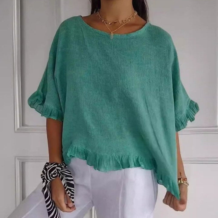 Damska - Elegancka bluzka casual - Miękki materiał - Idealna na co dzień