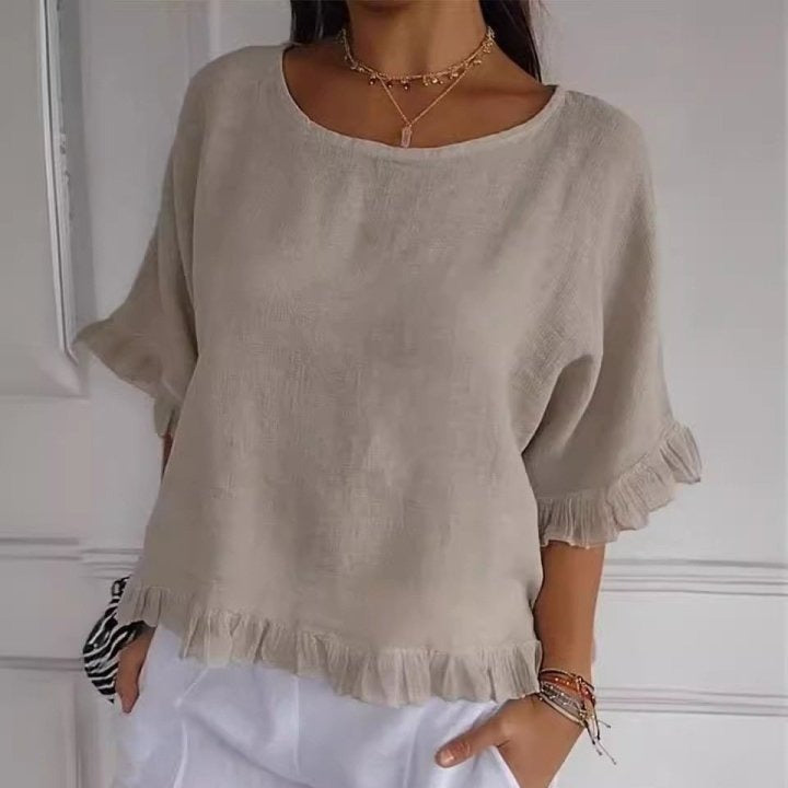 Damska - Elegancka bluzka casual - Miękki materiał - Idealna na co dzień