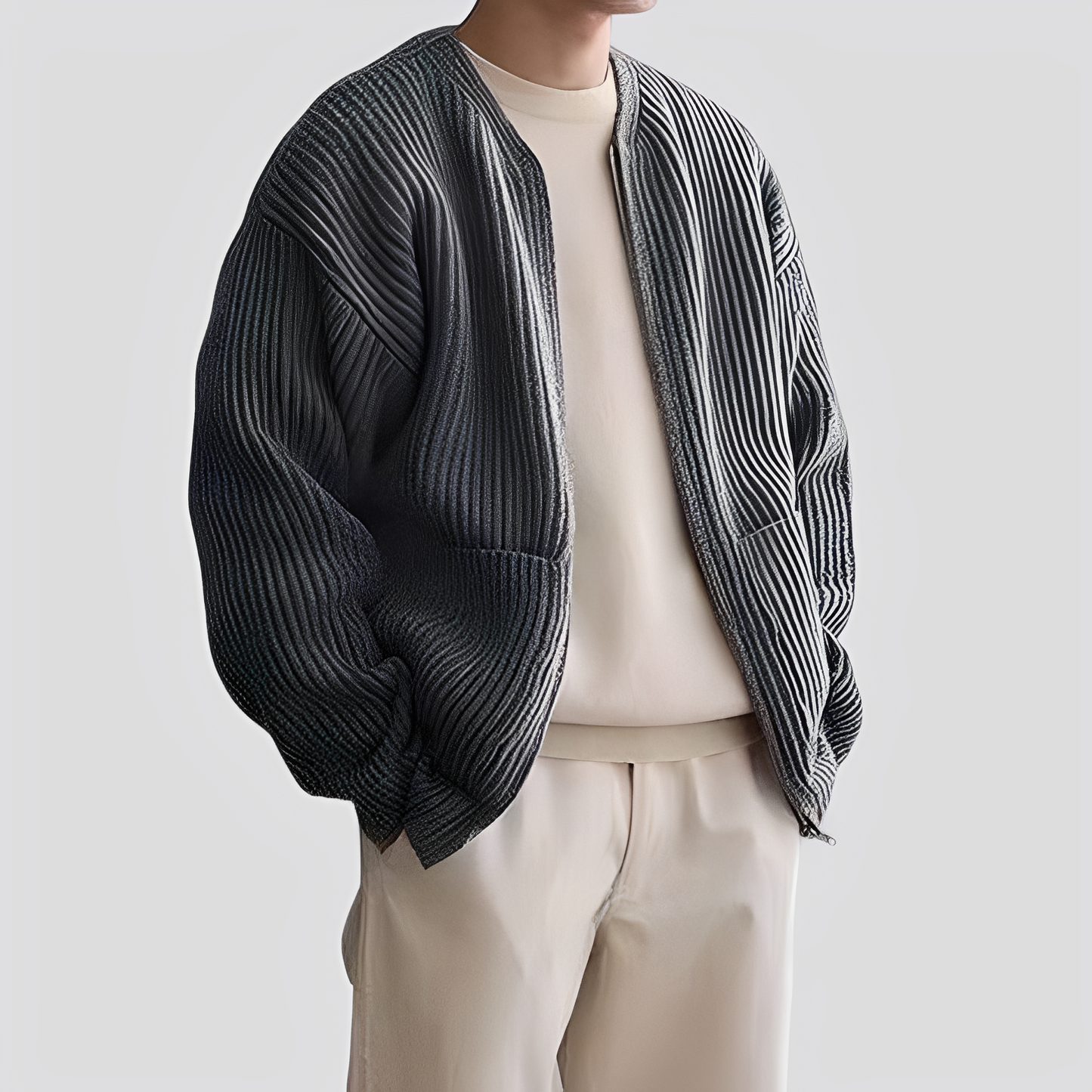 Męska - Kardigan - Luźny, dzianinowy - Przytulny styl na każdą okazję