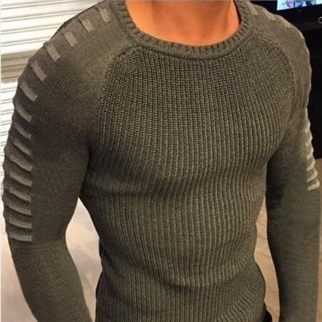 Męska - Sweter dzianinowy - Strukturalne rękawy - Innowacyjny design i komfort