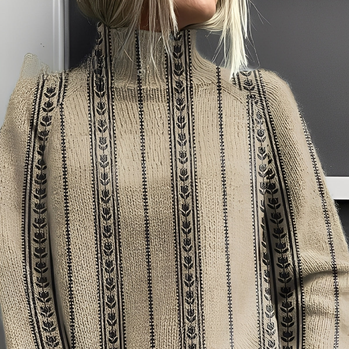 Damska - Sweter z golfem - Stylowa kolorowa dzianina - Wygodne do noszenia na co dzień