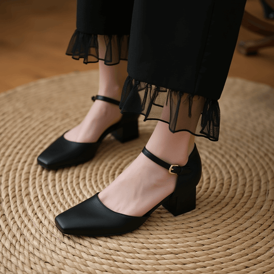 Aksamitne Obsidian Mary Janes