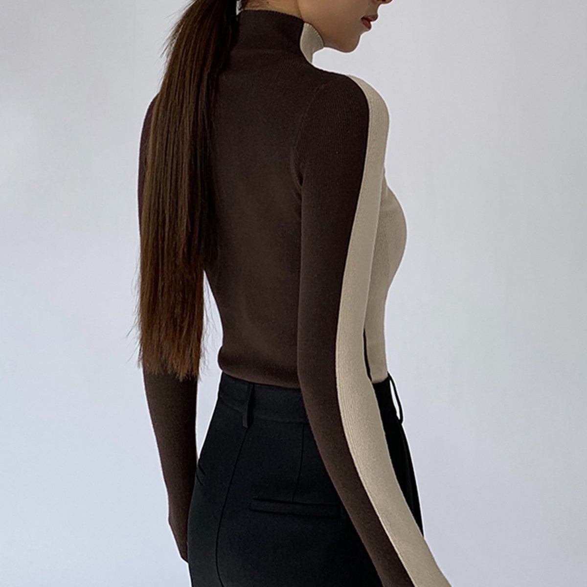 Damska - Dwustronny Top z Dzianiny - Miękki Materiał - Stylowy i Wygodny