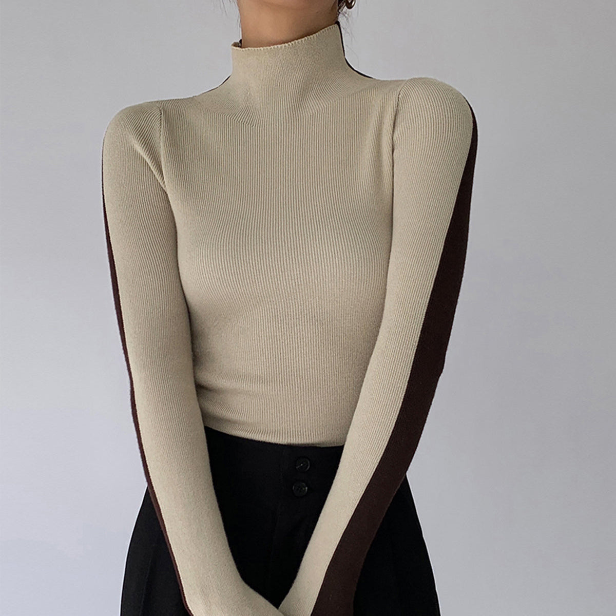 Damska - Dwustronny Top z Dzianiny - Miękki Materiał - Stylowy i Wygodny