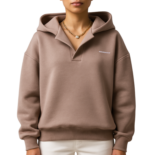 Damska - Bluza Oversize z Kapturem - Miękkiego materiału - Styl z Opadającym Ramieniem - Modna na Każdą Okazję