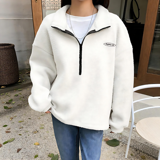 Damska - Bluza zimowa - Cosy Half Zip - Ciepły materiał - Stylowy fason - Idealna na chłodne dni