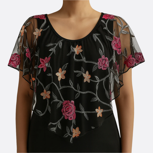Damska - Bluzka - Haftowana siateczka - Bawełną - Elegancki i stylowy top - Modny wybór na każdą okazję
