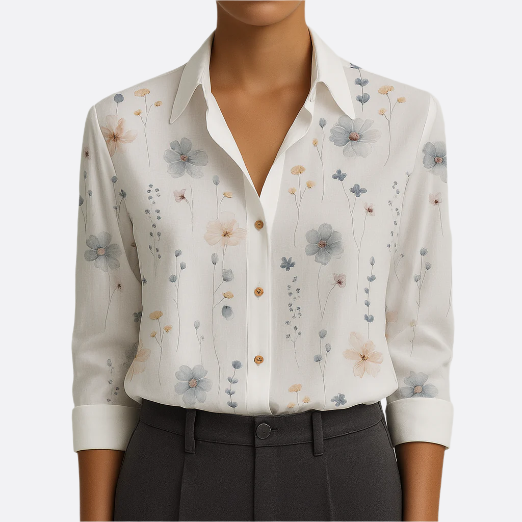 Damska - Bluzka - Poliestru - Lekka, stylowa w kwiatowy wzór - Idealna na wiosnę - Modny wybór na każdą okazję