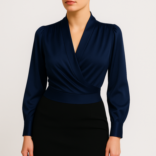 Damska - Bluzka - Satynowa - Elegancki styl - Idealna do szykownych stylizacji