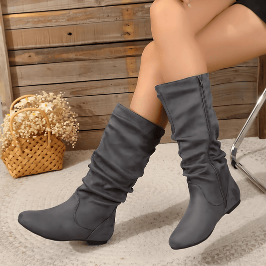 Damska - Buty do połowy łydki - Płaska podeszwa - Stylowe i wygodne obuwie na każdą okazję