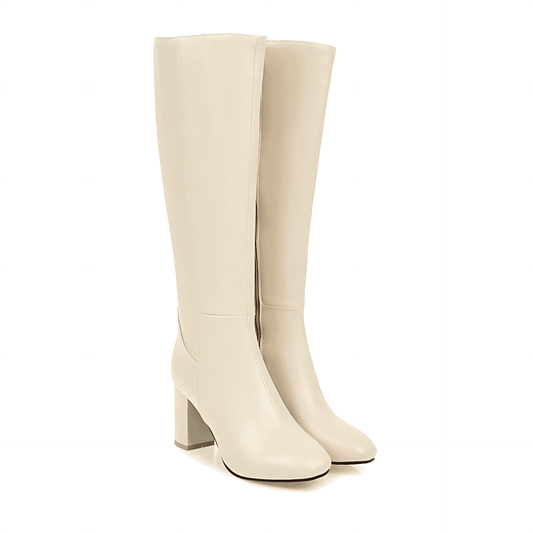 Damska - Buty za kolano - Obcas blokowy - Komfortowy styl - Buty na każdą okazję