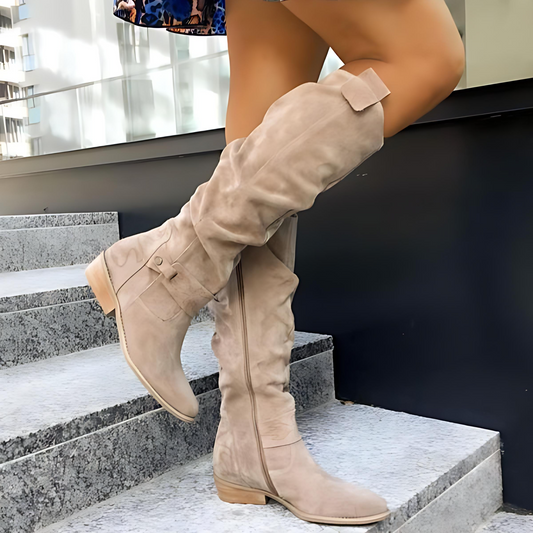 Damska - Buty za kolano - Zamek z boku - Stylowe i Wygodne - Idealne na Chłodne Dni