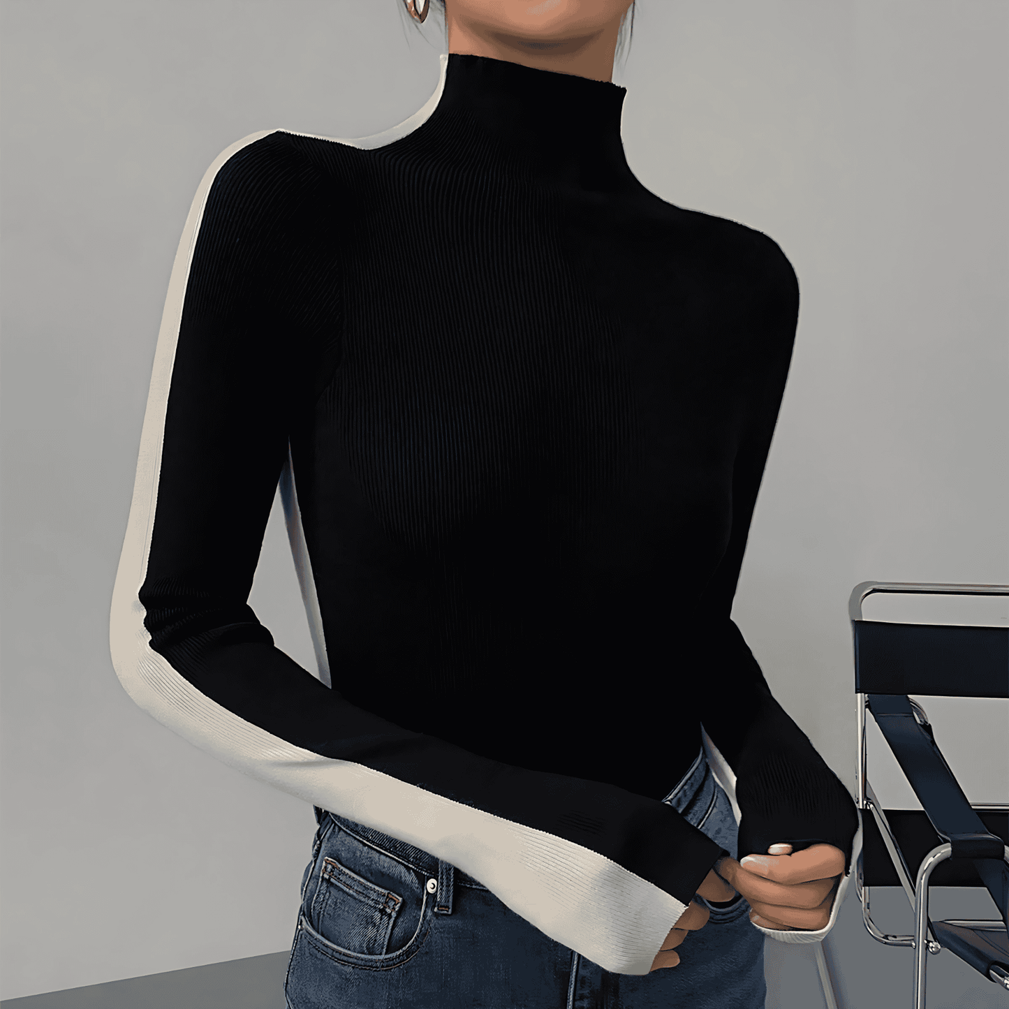 Damska - Dwustronny Top z Dzianiny - Miękki Materiał - Stylowy i Wygodny