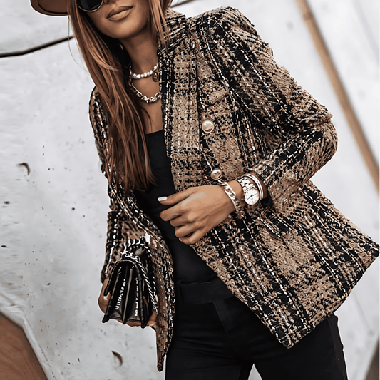 Damska - Klasyczna marynarka - Pojedynczym zapięciem - Elegancki styl do biura - Idealna na każdą okazję