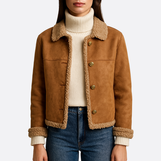 Damska - Kurtka - Vintage Suede - Stylowy krój - Modny wybór na każdą okazję