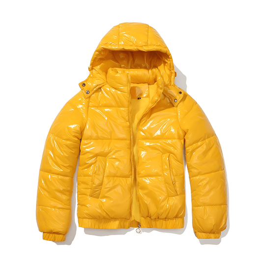 Damska - Kurtka z kapturem - Lekki materiał - Błyszczący design - Wygodne na hłodniejsze dni