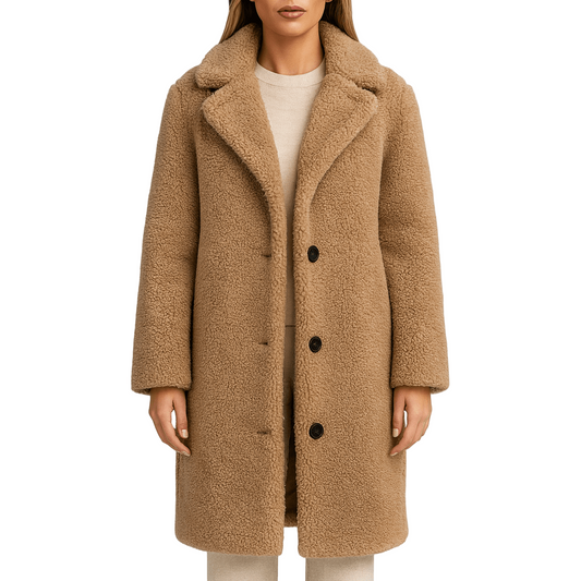 Damska - Oversizowy płaszcz - Pluszowy faux shearling - Przytulny i stylowy na chłodne dni