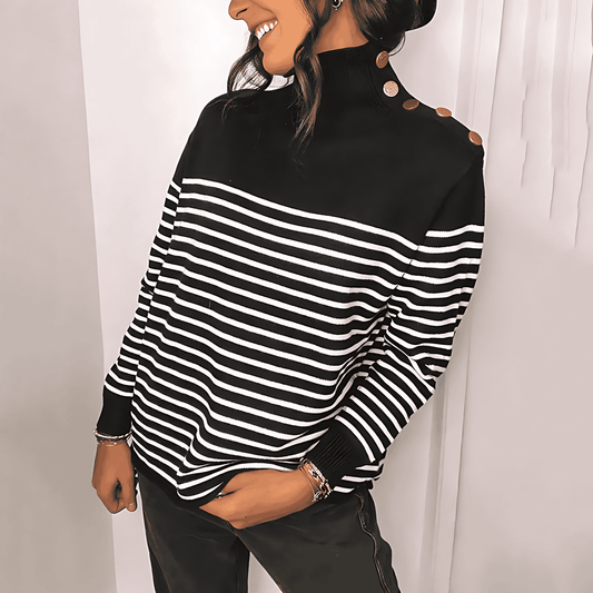 Damska - Oversizowy sweter dzianinowy ze stójką - Modny i komfortowy - Idealny na każdą porę roku