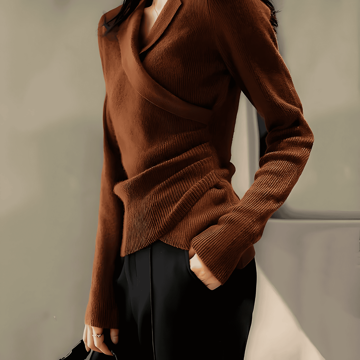 Damska - Sweter - Długi rękaw - Stylowa dzianina - Modny wybór na każdą okazję