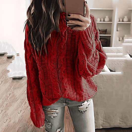 Damska - Sweter - Gruba dzianina z modnym wzorem w kable - Ciepły i stylowy