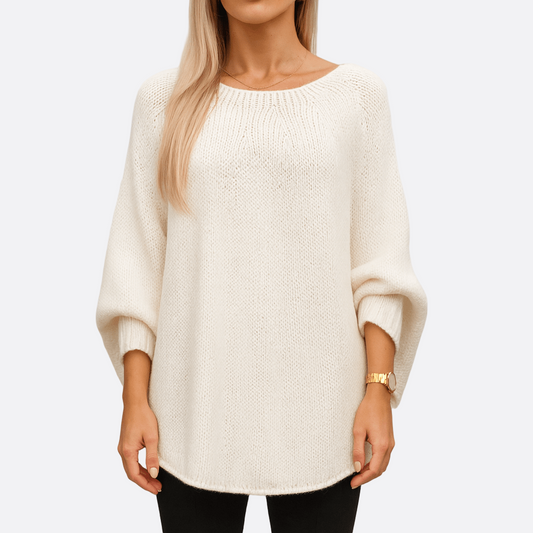 Damska - Sweter oversize z dzianiny - Mieszanka wełny - Modny i komfortowy sweter na każdą porę roku